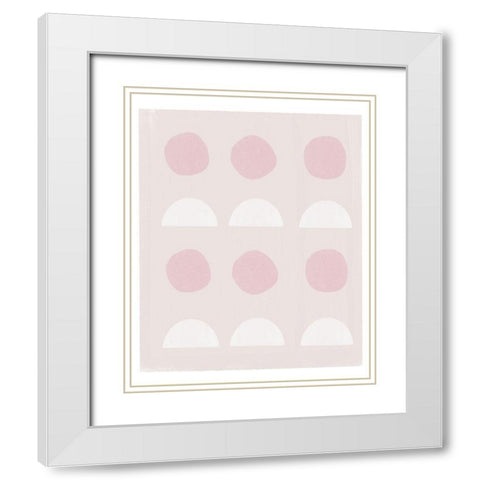 Abstract Pink Circles White Modern Wood Framed Art Print with Double Matting by Straatsma, Leah
