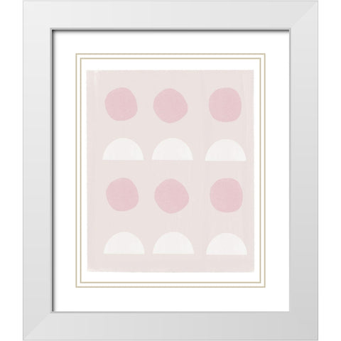 Abstract Pink Circles White Modern Wood Framed Art Print with Double Matting by Straatsma, Leah