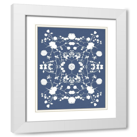 Blue White Wildflower Art White Modern Wood Framed Art Print with Double Matting by Straatsma, Leah