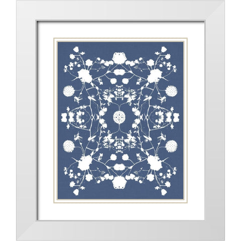 Blue White Wildflower Art White Modern Wood Framed Art Print with Double Matting by Straatsma, Leah