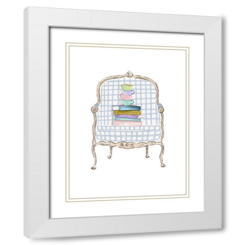 Coffee and Book Stacks White Modern Wood Framed Art Print with Double Matting by Straatsma, Leah