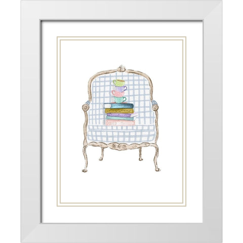 Coffee and Book Stacks White Modern Wood Framed Art Print with Double Matting by Straatsma, Leah