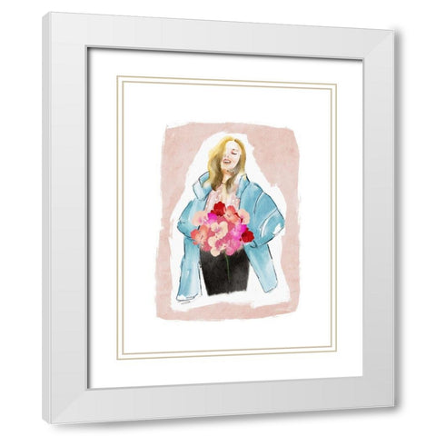 Flowers Make Me Happy White Modern Wood Framed Art Print with Double Matting by Straatsma, Leah