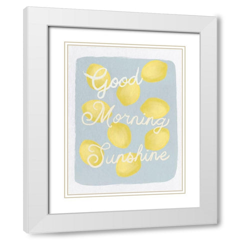 Good Morning Sunshine Lemons White Modern Wood Framed Art Print with Double Matting by Straatsma, Leah