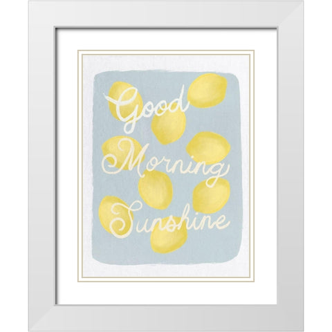 Good Morning Sunshine Lemons White Modern Wood Framed Art Print with Double Matting by Straatsma, Leah