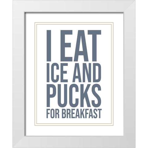 Ice and Pucks White Modern Wood Framed Art Print with Double Matting by Straatsma, Leah