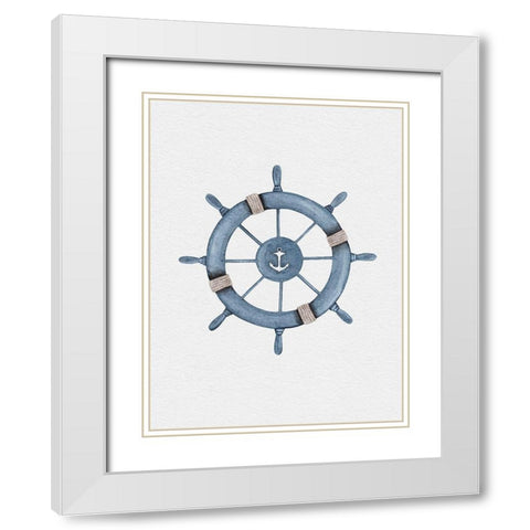 Helm Wheel White Modern Wood Framed Art Print with Double Matting by Straatsma, Leah