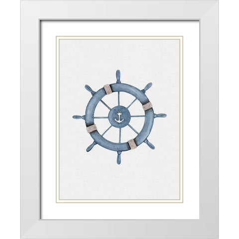 Helm Wheel White Modern Wood Framed Art Print with Double Matting by Straatsma, Leah