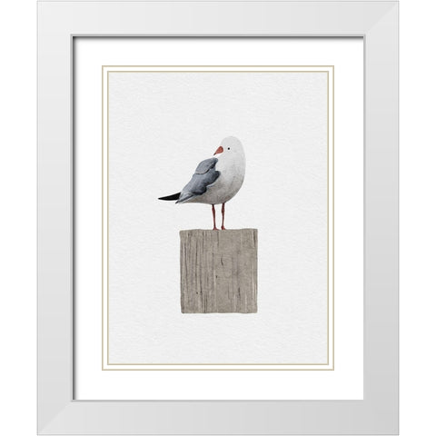 Seagull White Modern Wood Framed Art Print with Double Matting by Straatsma, Leah