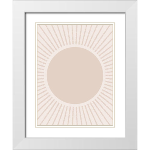 Peach Sunburst White Modern Wood Framed Art Print with Double Matting by Straatsma, Leah