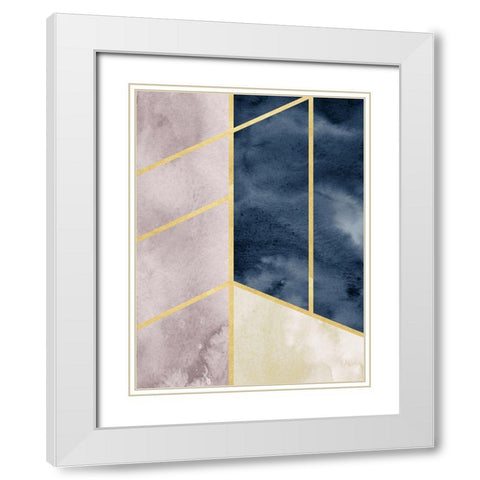 Watercolor Abstract With Gold White Modern Wood Framed Art Print with Double Matting by Straatsma, Leah
