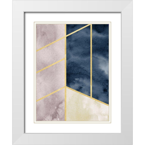 Watercolor Abstract With Gold White Modern Wood Framed Art Print with Double Matting by Straatsma, Leah