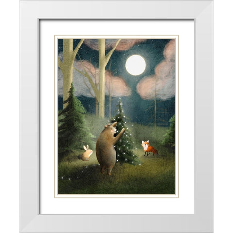And to All A Good Night White Modern Wood Framed Art Print with Double Matting by Straatsma, Leah