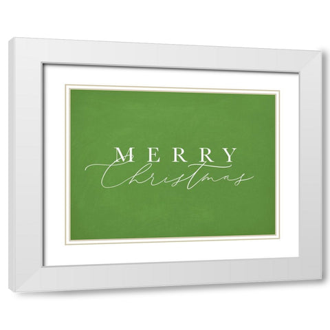 Merry Christmas Green White Modern Wood Framed Art Print with Double Matting by Straatsma, Leah