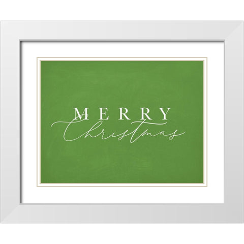 Merry Christmas Green White Modern Wood Framed Art Print with Double Matting by Straatsma, Leah