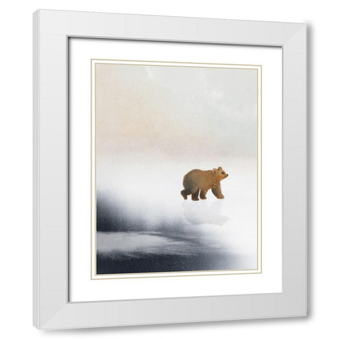 Bear On Ice White Modern Wood Framed Art Print with Double Matting by Straatsma, Leah