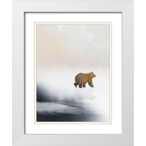 Bear On Ice White Modern Wood Framed Art Print with Double Matting by Straatsma, Leah