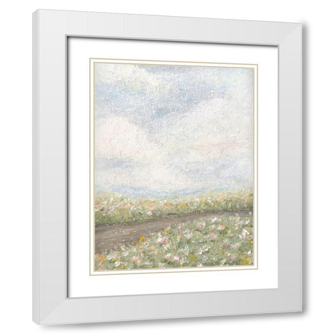 Pastel Oil Floral Fields White Modern Wood Framed Art Print with Double Matting by Straatsma, Leah