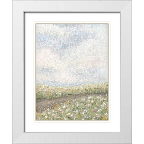 Pastel Oil Floral Fields White Modern Wood Framed Art Print with Double Matting by Straatsma, Leah