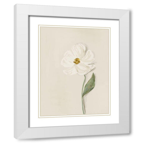 White Flower 1 White Modern Wood Framed Art Print with Double Matting by Straatsma, Leah