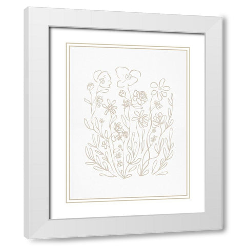 Inky Floral Neutral White Modern Wood Framed Art Print with Double Matting by Straatsma, Leah