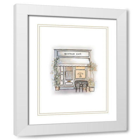 Bonjour Cafe White Modern Wood Framed Art Print with Double Matting by Straatsma, Leah