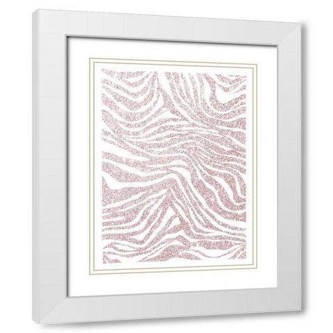 Glitter Zebra V2 White Modern Wood Framed Art Print with Double Matting by Straatsma, Leah