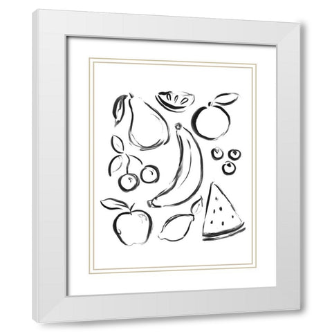 Neutral Fruits White Modern Wood Framed Art Print with Double Matting by Straatsma, Leah