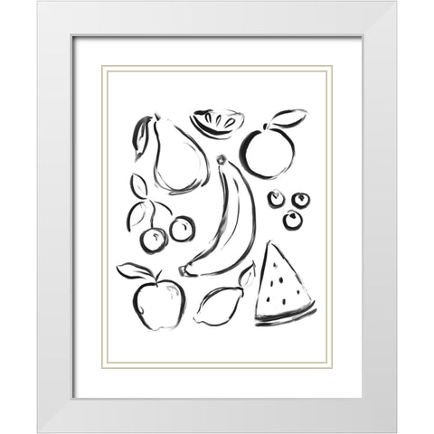 Neutral Fruits White Modern Wood Framed Art Print with Double Matting by Straatsma, Leah
