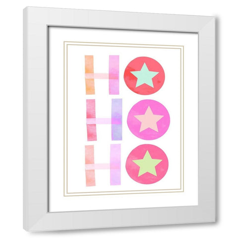 Ho Ho Ho White Modern Wood Framed Art Print with Double Matting by Straatsma, Leah