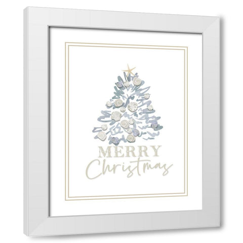 Shell Christmas Tree White Modern Wood Framed Art Print with Double Matting by Straatsma, Leah