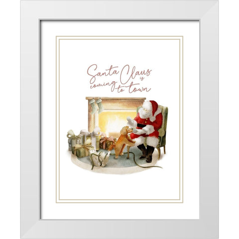 Santa Is Coming White Modern Wood Framed Art Print with Double Matting by Straatsma, Leah