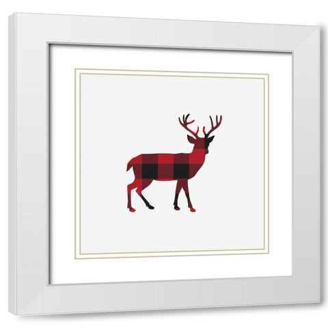 Buffalo Plaid Deer White Modern Wood Framed Art Print with Double Matting by Straatsma, Leah