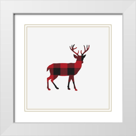 Buffalo Plaid Deer White Modern Wood Framed Art Print with Double Matting by Straatsma, Leah