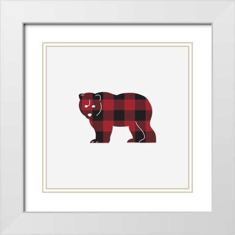 Buffalo Plaid Bear White Modern Wood Framed Art Print with Double Matting by Straatsma, Leah