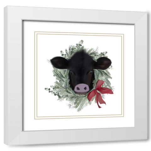 Cow Wreath White Modern Wood Framed Art Print with Double Matting by Straatsma, Leah