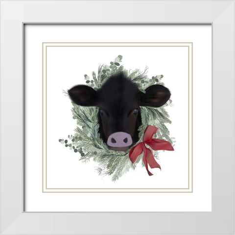 Cow Wreath White Modern Wood Framed Art Print with Double Matting by Straatsma, Leah