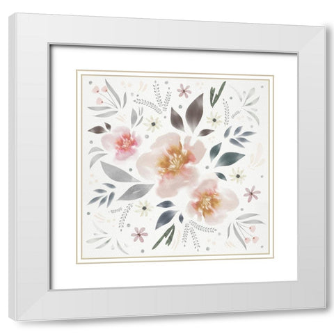 Floral Square Piece White Modern Wood Framed Art Print with Double Matting by Straatsma, Leah