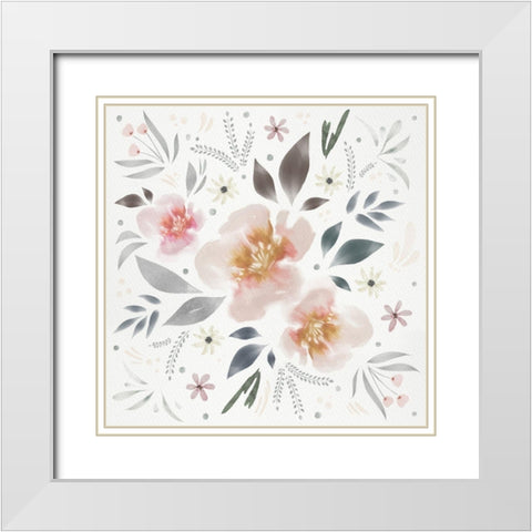 Floral Square Piece White Modern Wood Framed Art Print with Double Matting by Straatsma, Leah