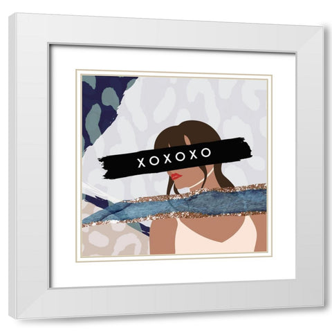 XOXOXO White Modern Wood Framed Art Print with Double Matting by Straatsma, Leah