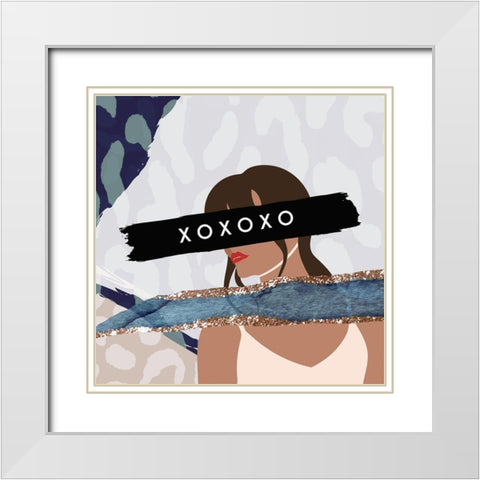 XOXOXO White Modern Wood Framed Art Print with Double Matting by Straatsma, Leah