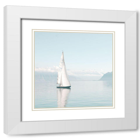 Sailboat White Modern Wood Framed Art Print with Double Matting by Straatsma, Leah