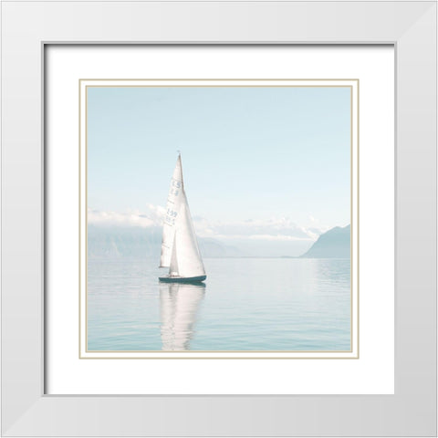 Sailboat White Modern Wood Framed Art Print with Double Matting by Straatsma, Leah