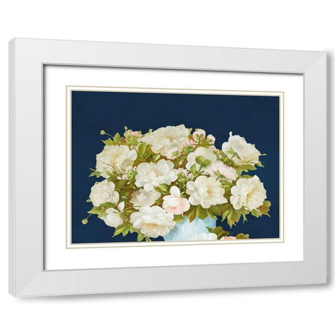 Medley in Soft Navy White Modern Wood Framed Art Print with Double Matting by May