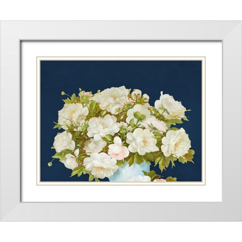 Medley in Soft Navy White Modern Wood Framed Art Print with Double Matting by May