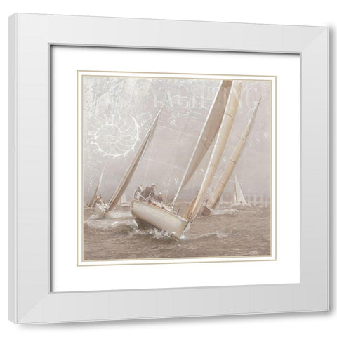 Sailboat Races II White Modern Wood Framed Art Print with Double Matting by Unknown