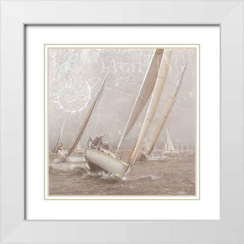Sailboat Races II White Modern Wood Framed Art Print with Double Matting by Unknown