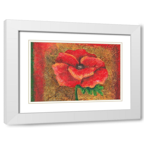 Red Poppy White Modern Wood Framed Art Print with Double Matting by Budd, Tiffany