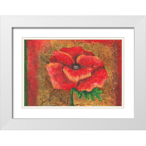 Red Poppy White Modern Wood Framed Art Print with Double Matting by Budd, Tiffany