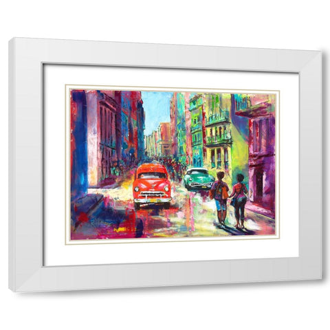 Havanna White Modern Wood Framed Art Print with Double Matting by Holzner, Renate